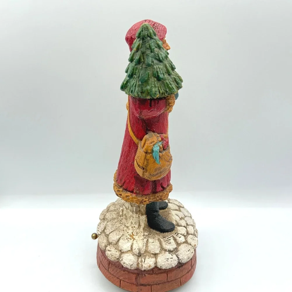 Enesco Musical Figurine Old World Santa 12in Red 1987 Vtg Christmas Victorian
